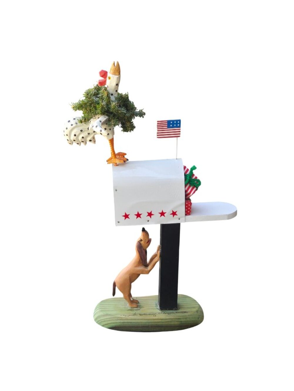 Folk Art Chicken Dog Bryan McNutt Special Delivery Figurine Sculpture AS IS READ